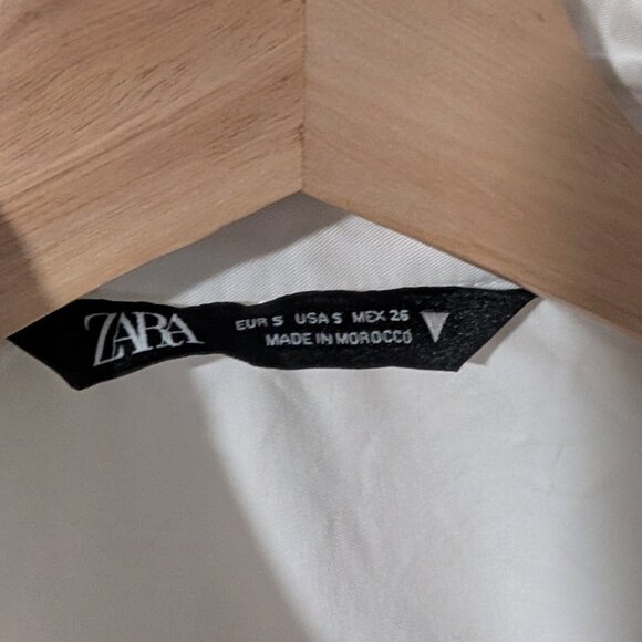 NEW! Zara | Gabardine Fabric Cropped Shirt In White - Picture 7 of 12